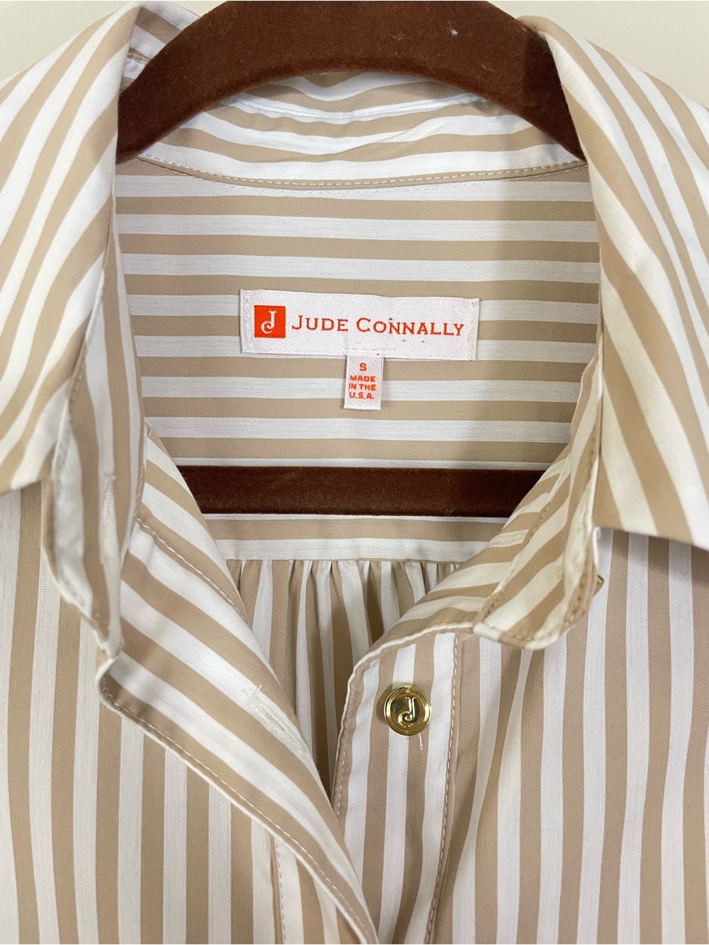 Jude Connally Striped Flutter Sleeves Button Up Tiered Midi Dress Tie Waist S - Picture 3 of 9